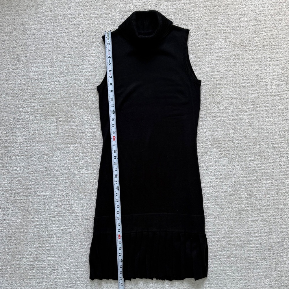 CALVIN KLEIN | Black Sleeveless Turtleneck Pleated Knit Dress Sz S - Picture 3 of 8